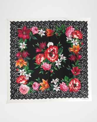 Dolce & Gabbana Floral Foulard Silk Scarf