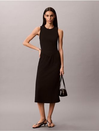 Calvin Klein Womens Flared Midi Dress - Black - XS