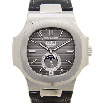 Patek Philippe Pre-owned Patek Philippe Nautilus GMT Black Dial Mens Watch 5726A-001