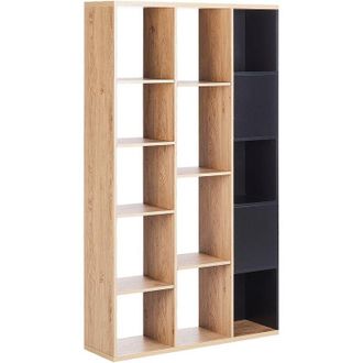 Beliani Estanter&iacute;a Moderna Minimalista De 5 Niveles Librer&iacute;a Expositor Almacenamiento 99 X 26 X 175 Cm Negro Con Madera Clara Bangor