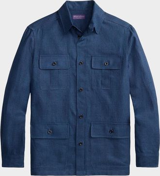Ralph Lauren Purple Label Men & apos;s Linen-Blend Glen Check Overshirt