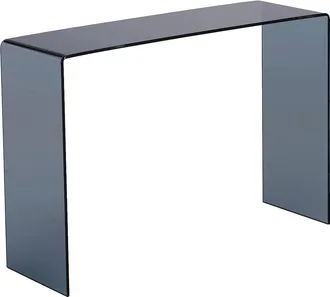 Vente-Unique Tavolino In Vetro Temperato Curvo E Fum&eacute; Nero - Alonzo