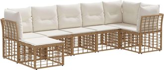 vidaXL Conjunto De Sof&aacute;s De Exterior Natural Poli&eacute;ster Vidaxl
