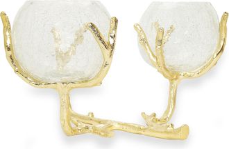 Classic Touch Gold 2 Branch Centerpiece - 11L x 9.5W x 6.30H Glass - 4D