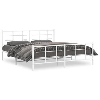 Berkfield Home Metal Bed Frame without Mattress with Footboard White 183x213cm | Size: 183x213 cm