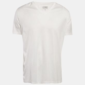 Maison Margiela Maison Martin Margiela White Jersey V-Neck Slim Fit T-Shirt