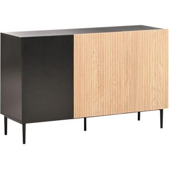 Beliani Beliani - Credenza moderna a 3 ante in mdf legno chiaro e nero a coste Blythe