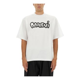 Marni Logo Tee - - Tops - Uomo - Bianco - L