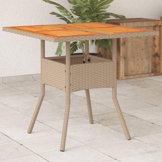 vidaXL Mesa De Jard&iacute;n Rat&aacute;n Sint&eacute;tico Madera Acacia Beige 80x80x75 Cm Vidaxl