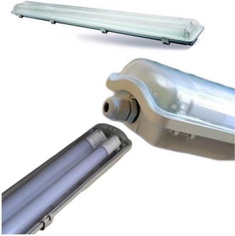 Trade Shop Trade Shop Traesio - Applique Plafoniera Completa Neon Doppio Tubo Neon T8 120/150cm Esterno Ip65 - -120 cm