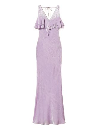 Twin-Set ruffled velvet maxi dress - Purple