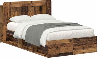 vidaXL Estructura De Cama Con Almacenamiento Madera Envejecida Vidaxl
