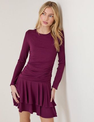 Nobody's Child Burgundy Tiered Yuki Mini Dress