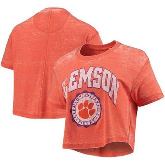 Pressbox Womens Pressbox Orange Clemson Tigers Edith Vintage Burnout Crop T-Shirt at Nordstrom, Size X-Large