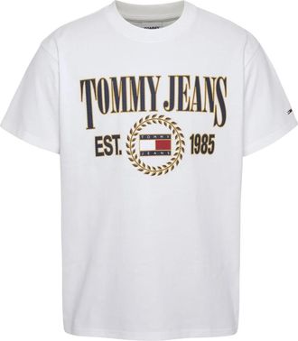 Tommy Jeans Logo Front Katoenen T-shirt - Heren - T-shirts - Wit - S - Katoen - Tops