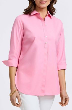 Foxcroft Madison Popover Cotton Oxford Shirt in Pink Sea Glass at Nordstrom, Size 2