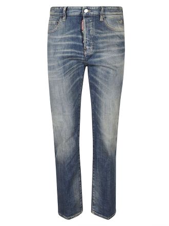 Dsquared2 Medium Blue 642 Straight-Leg Cotton Jeans