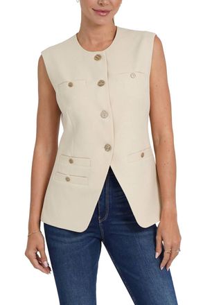 Love Token Hailey Woven Vest In Beige