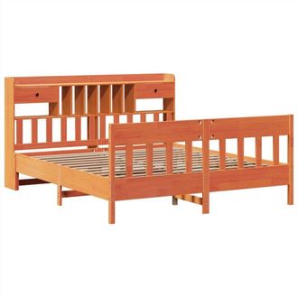 vidaXL Vidaxl - Cama Sin Colch&oacute;n Madera Maciza De Pino Marr&oacute;n Cera 200x200 Cm