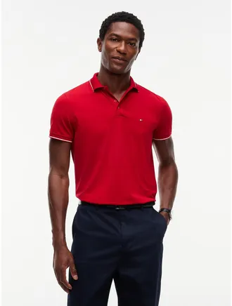 Tommy Hilfiger Mens Regular Fit TH Performance Jersey Polo - Medium Red - XL