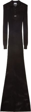 Off-white Netted maxi polo dress - women - Polyester/Viscose - 42 - Black