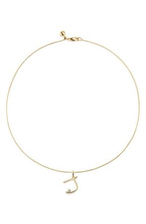 Monica Vinader Diamond Initial Pendant Necklace in 18K Gold Vermeil J at Nordstrom