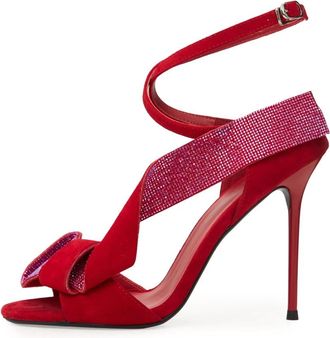 Cesare Gaspari Stiletto High Heeled Sandalen Mireille - Dames - Sandalen met hakken - Rood - 40 EU - Leer - Schoenen