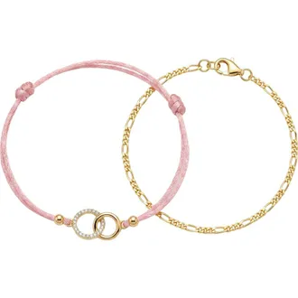 Argento Vivo Set of 2 Friendship Bracelets in Gold/Pink at Nordstrom