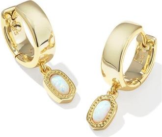 Kendra Scott Mini Ellie Wide Huggie Hoop Earrings in Gold White Opal at Nordstrom