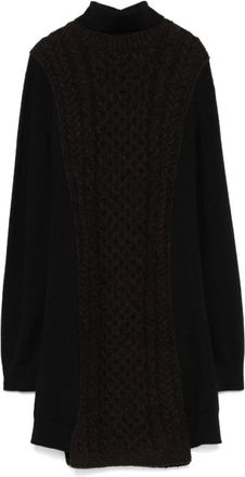 Fendi Aran Knit wollen midi-jurk - Dames - Kleedjes - Bruin - S - Wol - Kleedjes