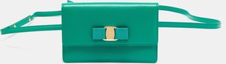Ferragamo Vara Bow Green Leather Convertible Belt Bag