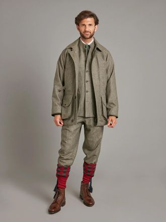 Oliver Brown Field Coat - Sage Nailhead Tweed