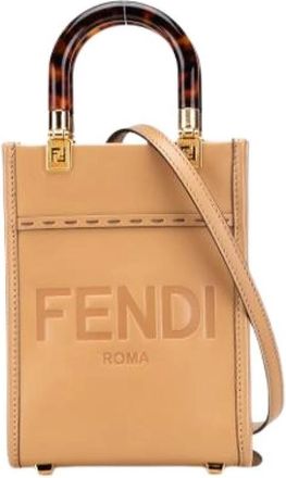 Fendi Pre-owned Mini Sunshine Shopper - Dames - Vintage Mini Tas - Beige - ONE Size - Leer - Vintage