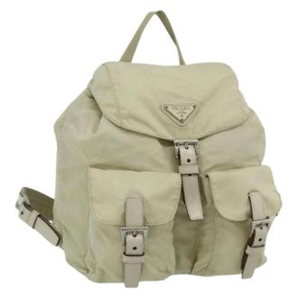 Prada Pre-owned Backpacks, female, Beige, Size: ONE SIZE Pre-owned Vintage Nylon Backpack
