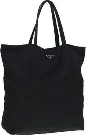 Prada Pre-owned Tote Bags, female, Black, Size: ONE SIZE Pre-owned Vintage Nylon Tote Bag