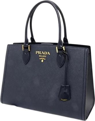 Prada Pre-owned Vintage Saffiano Handtas - Dames - Vintage Handtas - Blauw - ONE Size - Leer - Vintage