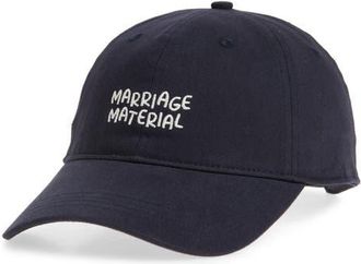 Frasier Sterling Marriage Material Cotton Canvas Baseball Cap in Navy at Nordstrom