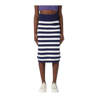 Kenzo Midi Skirts, female, Blue, S, Striped Knit Midi Skirt with Pockets