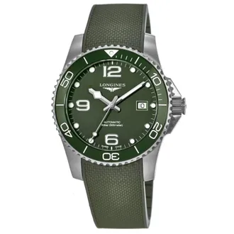 Longines HydroConquest Automatic Green Dial Rubber Strap Mens Watch L3.782.4.06.9