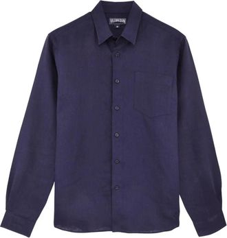 Vilebrequin Caroubis Linen Shirt - Heren - Casual Overhemden - Blauw - L - Linnen - Overhemden