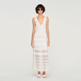 Sandro Pointelle knit maxi dress