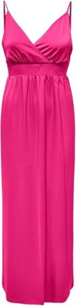 Only Mouwtjesloze Lange Jurk - Dames - Maxi kleedjes - Rood - M - Polyester - Kleedjes