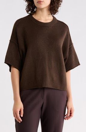 Halogen Exposed Seam Drop Shoulder Sweater in Chocolate at Nordstrom Rack, Size X-Small