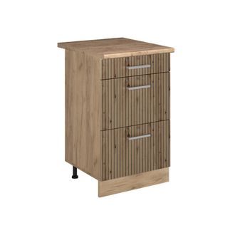Vicco Mueble Bajo De Cocina R-line, Roble Artesanal/roble Dorado, 50 Cm Encimera Roble Dorado, Vicco