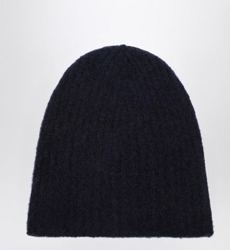 Roberto Collina Cashmere ribbed navy hat