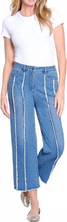 Multiples Fringe-Seamed Denim Crop Jeans In Medium Indigo