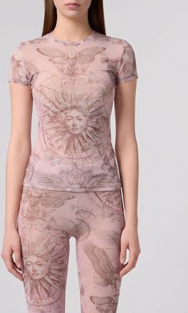 Philipp Plein Top in tulle con stampa grafica