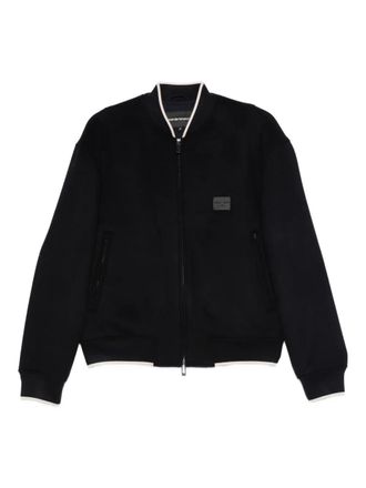 Emporio Armani logo-patch bomber jacket - Blue