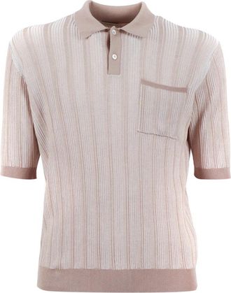 Ballantyne Polo Manica Corta - Heren - Polos - Beige - S - Leer - Tops