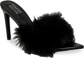 Chase + Chloe by Intouch Footwear Faux Fur Stiletto Mule Sandal in Black at Nordstrom Rack, Size 7.5